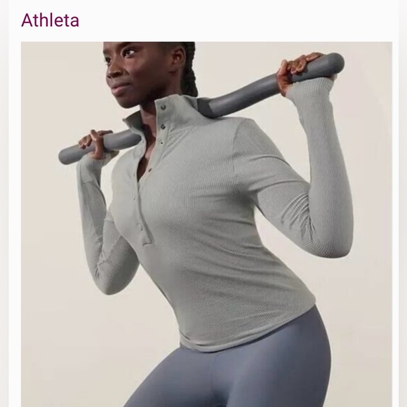 Athleta Flurry Seamless Henley Women's Light Gray Snap-Up Long Sleeve Top🔥NWOT - Picture 10 of 12